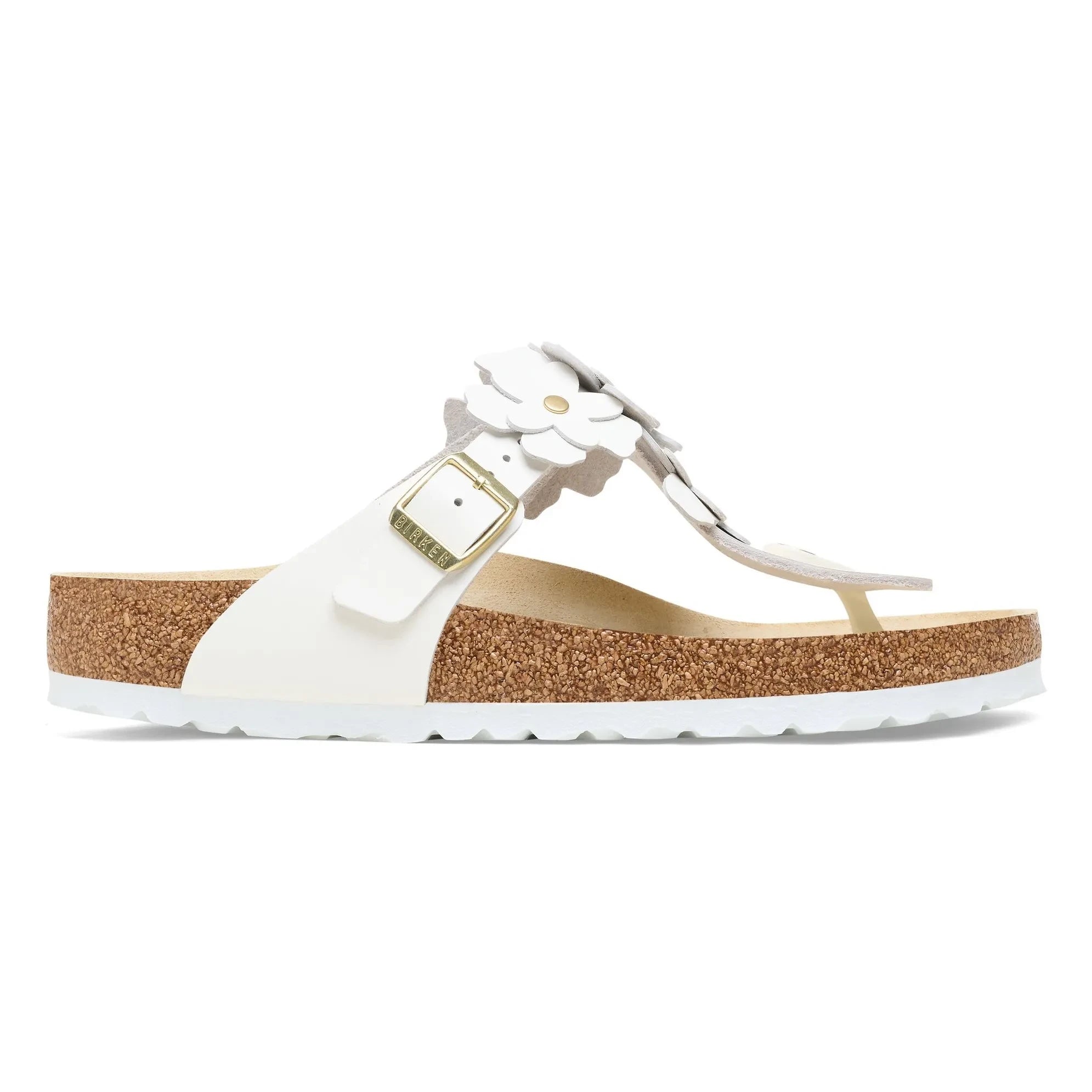 BIRKENSTOCK - Gizeh Sandalen mit Blumenapplikation Naturleder | Weiß