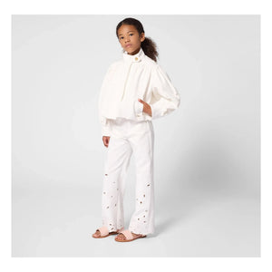 Chloé – Bestickte Hose aus Bio-Baumwolle | Weiß