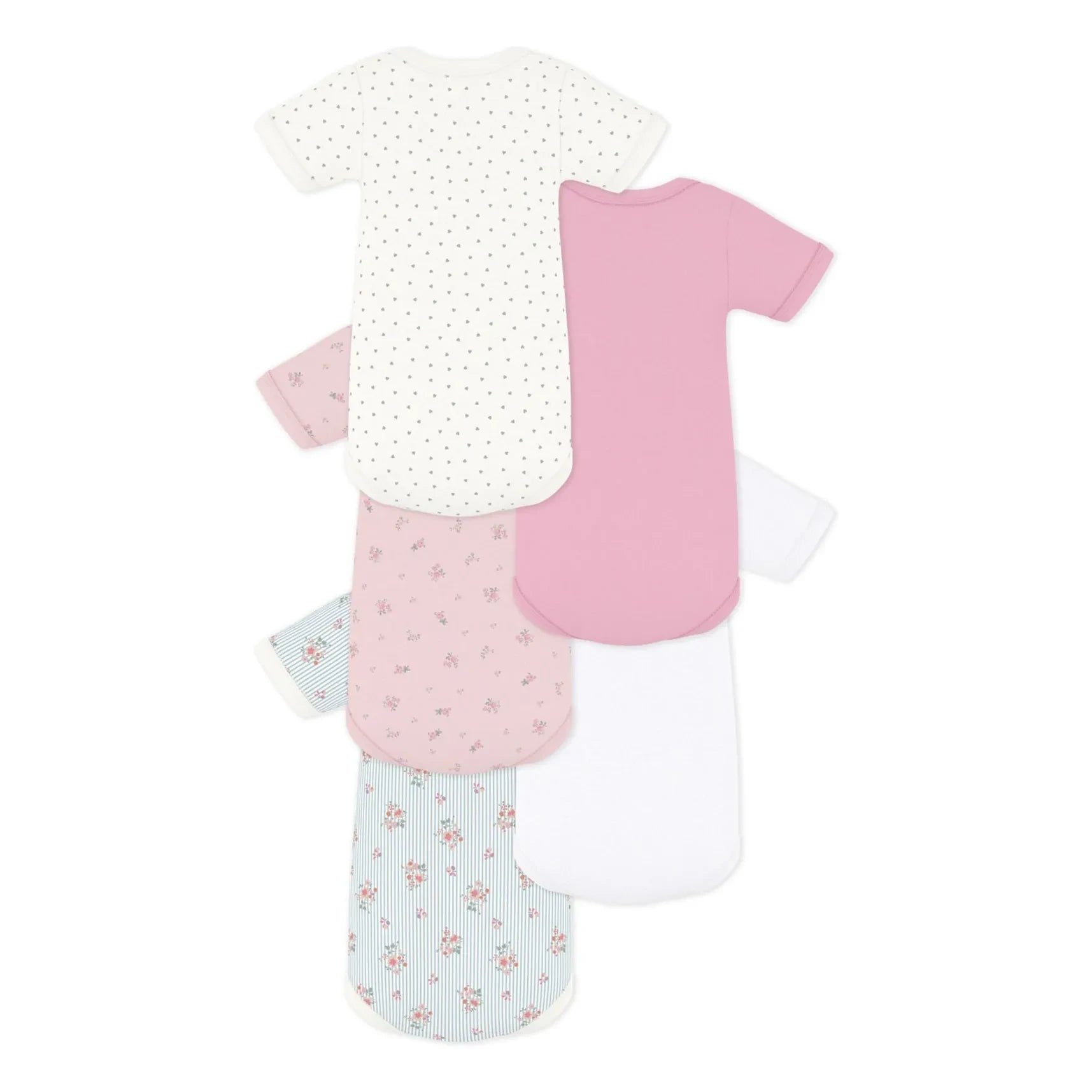 Petit Bateau - 5er-Set Body mit Blumenmuster | Rosa