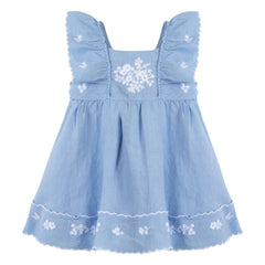 Tartine et Chocolat - Besticktes Feston Kleid | Azurblau