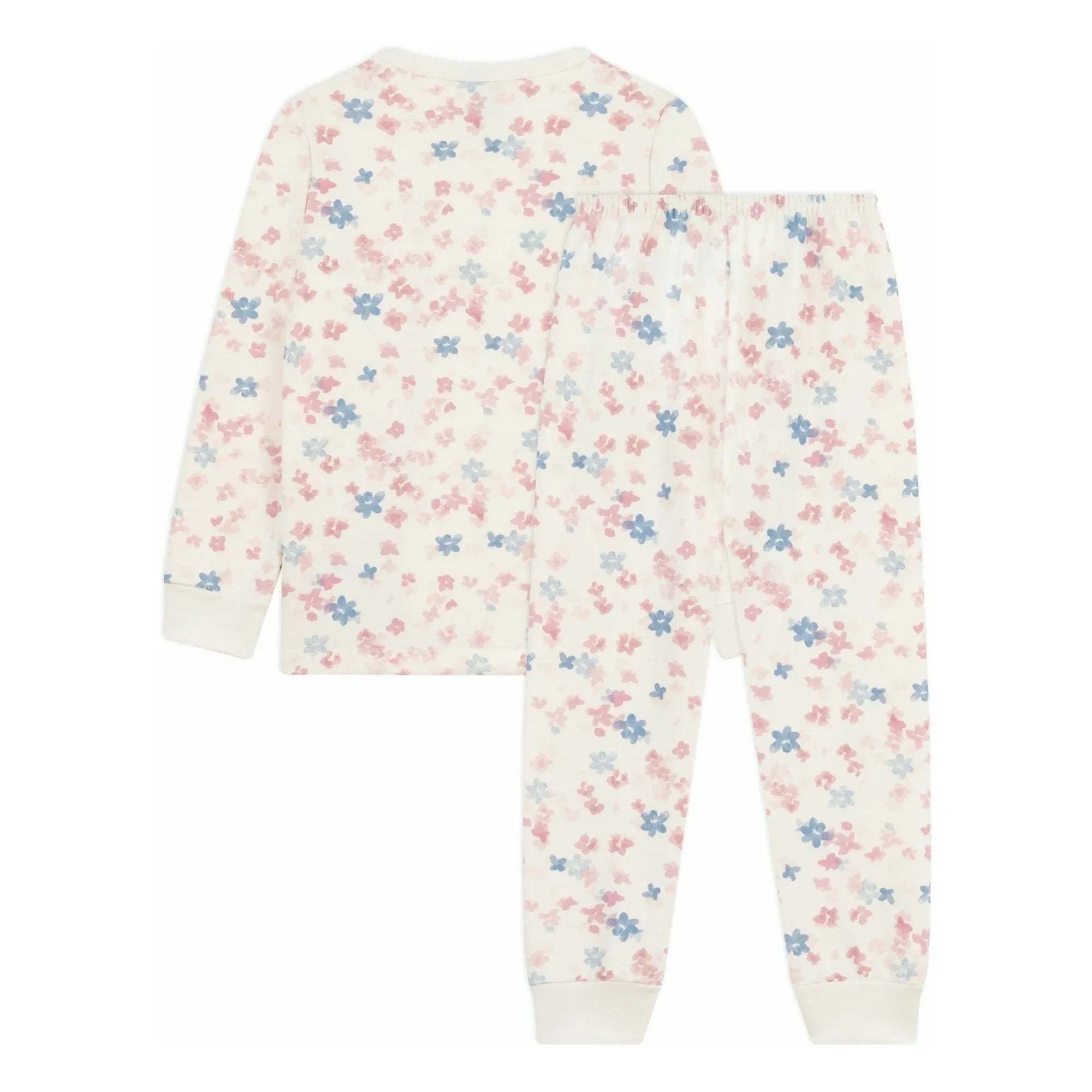 Petit Bateau - Schlafanzug aus Bio-Baumwolle mit Blumenmuster | Ecru