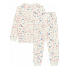 Petit Bateau - Schlafanzug aus Bio-Baumwolle mit Blumenmuster | Ecru