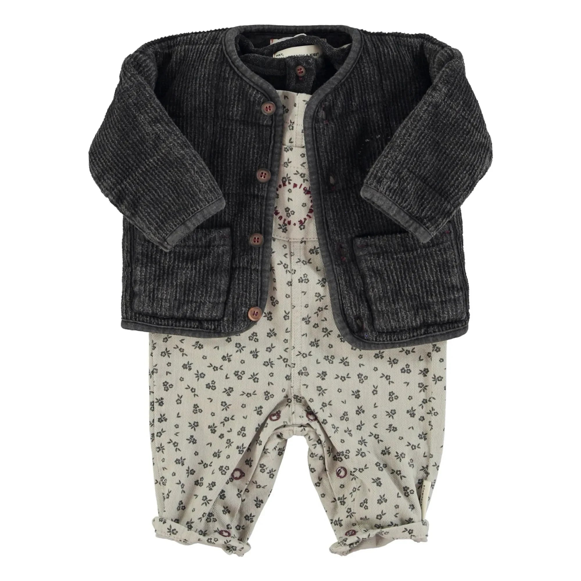 Piupiuchick - Baby-Strampler mit Blumenmuster | Hellgrau