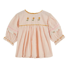 Emile et Ida - Bluse mit Blumenstickerei | Creme