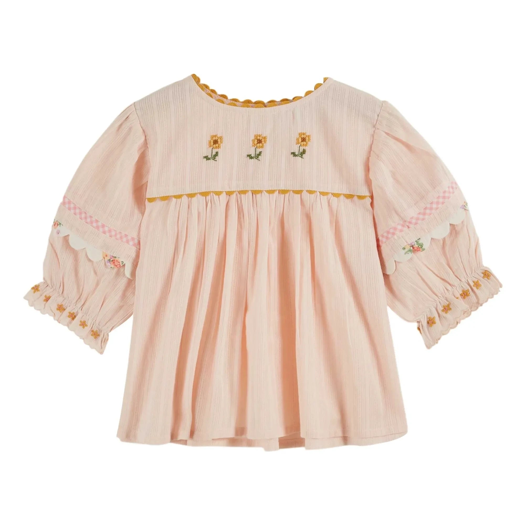 Emile et Ida - Bluse mit Blumenstickerei | Creme