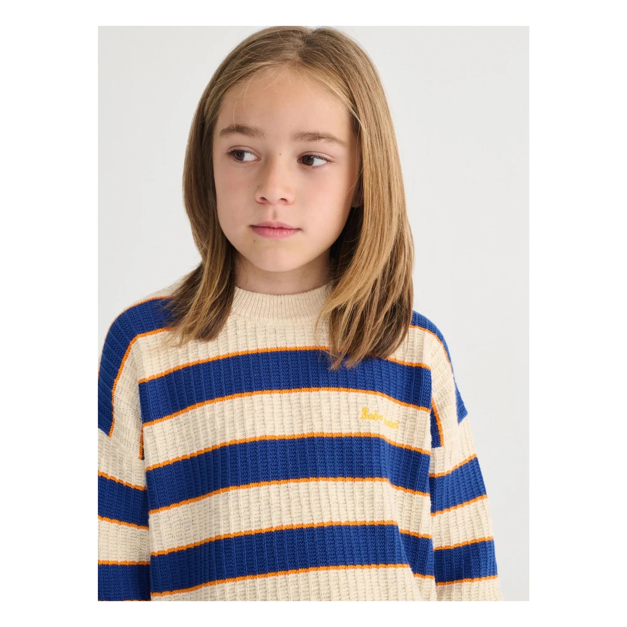 Bobo Choses – Gestreifter Pullover aus Bio-Baumwolle | Heather Beige
