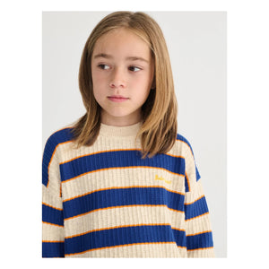 Bobo Choses – Gestreifter Pullover aus Bio-Baumwolle | Heather Beige