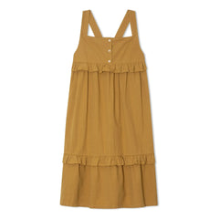 Matona – Midikleid mit Rüschen aus Bio-Baumwolle | Senf