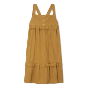 Matona – Midikleid mit Rüschen aus Bio-Baumwolle | Senf