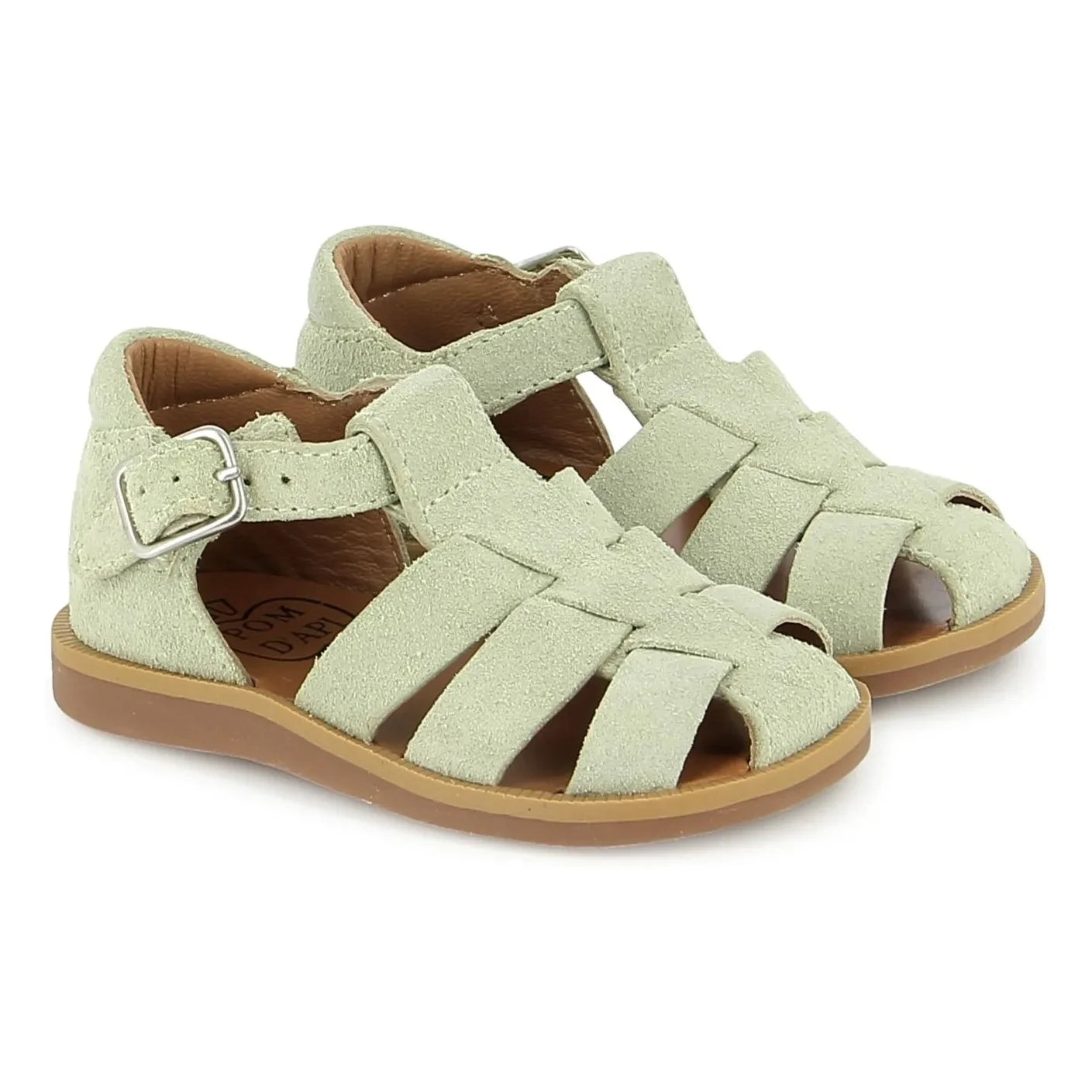 Pom d'Api - Poppy Daddy Samtsandalen | Mandelgrün
