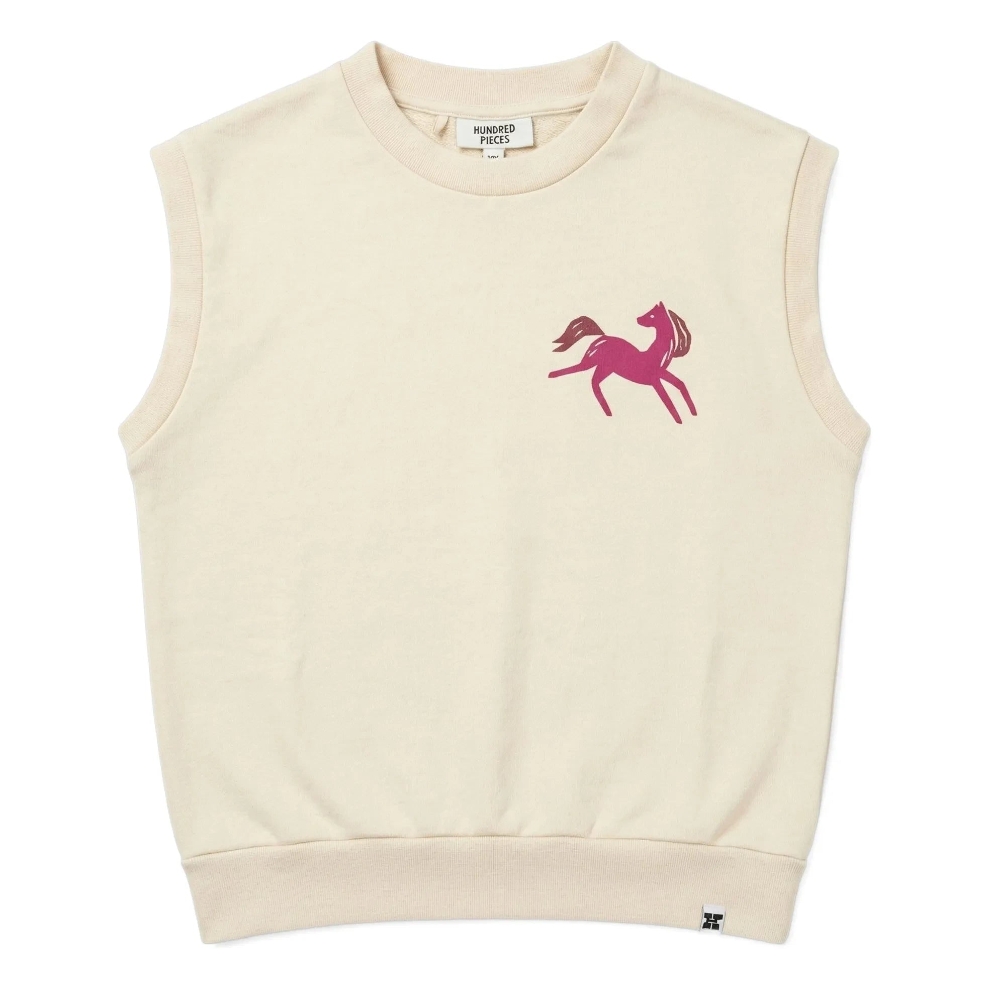 Hundred Pieces - Inaya Horse Bio-Baumwoll Sweatshirt ohne Ärmel | Creme