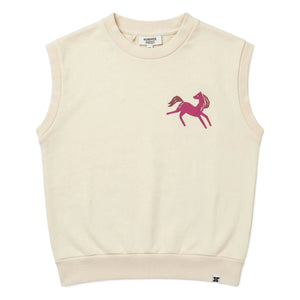 Hundred Pieces - Inaya Horse Bio-Baumwoll Sweatshirt ohne Ärmel | Creme