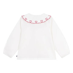 Petit Bateau – Bio-Baumwollbluse mit Herzausschnitt | Weiß