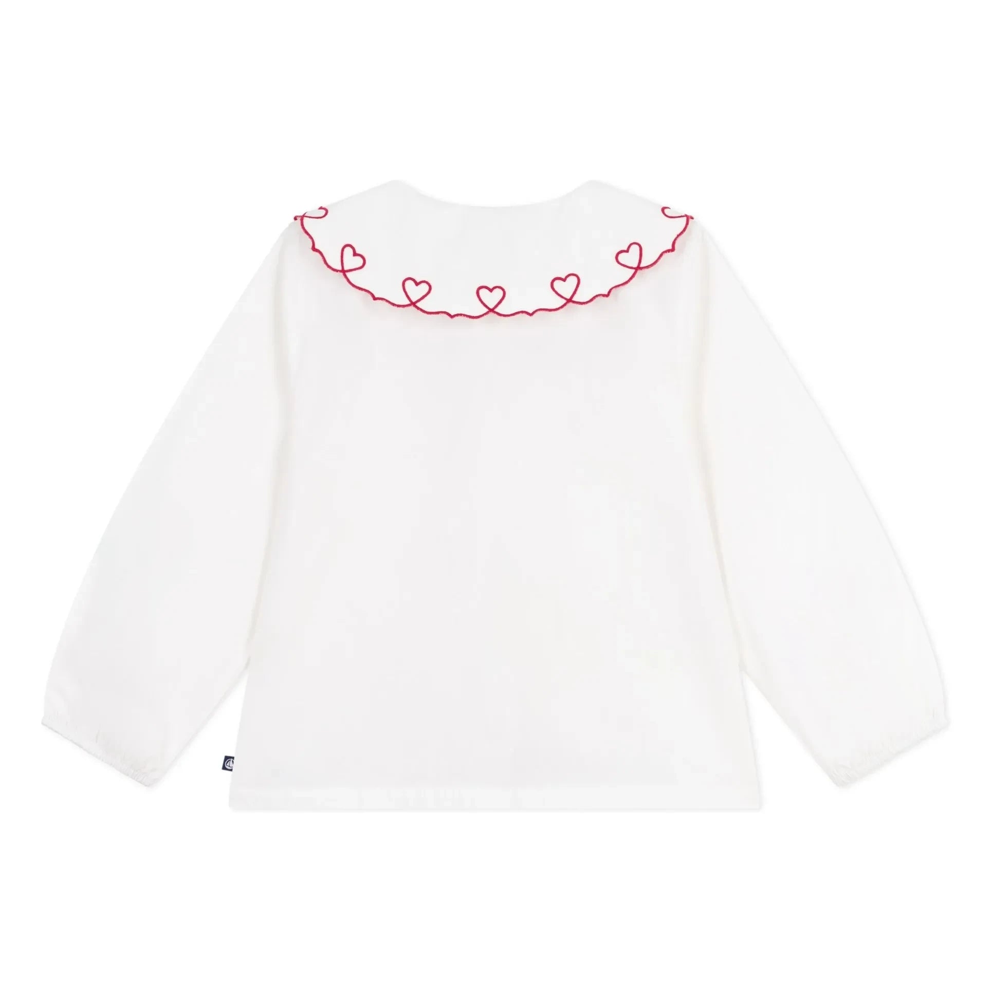 Petit Bateau – Bio-Baumwollbluse mit Herzausschnitt | Weiß