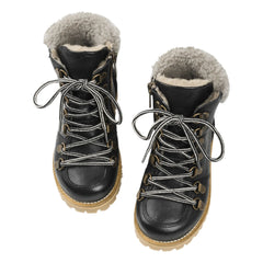 Petit Nord - Gefütterte Schnürstiefeletten mit Sherpa | Schwarz