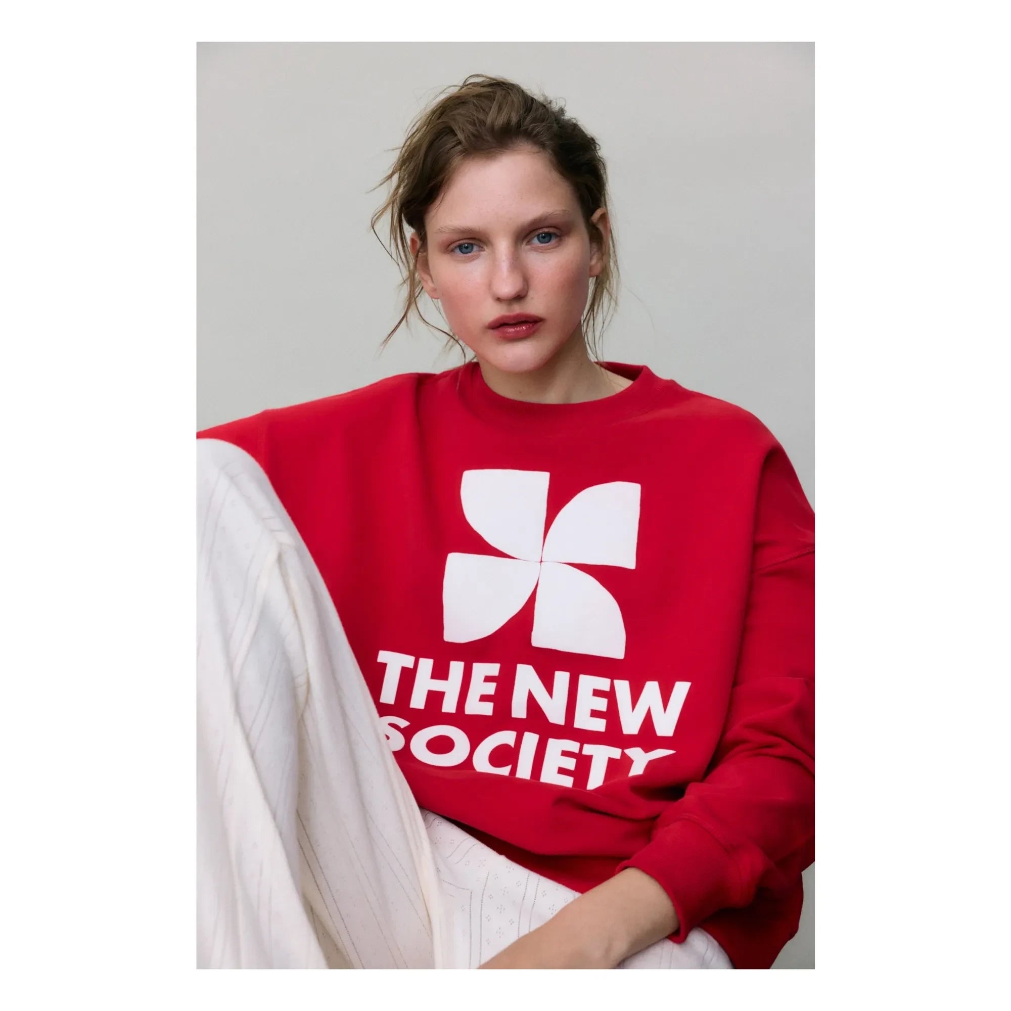 the new society - TNS Logo Baumwoll-Sweatshirt | Rot