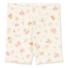 Konges Sløjd - Minnie Gerippte Radlerhose mit Blumenmuster Bio-Baumwolle | Ecru