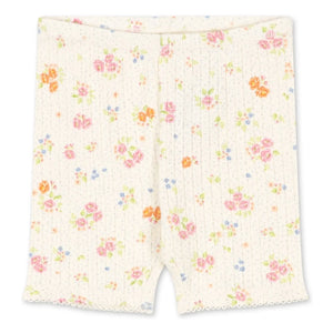 Konges Sløjd - Minnie Gerippte Radlerhose mit Blumenmuster Bio-Baumwolle | Ecru