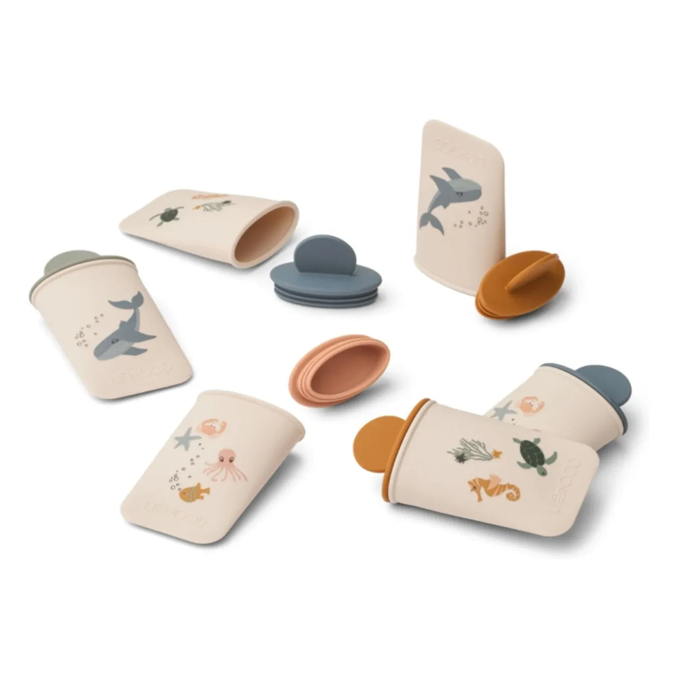 Liewood - Malik Silikon-Eiswürfelformen - 6er-Set | Meerestiere/Sandfarben