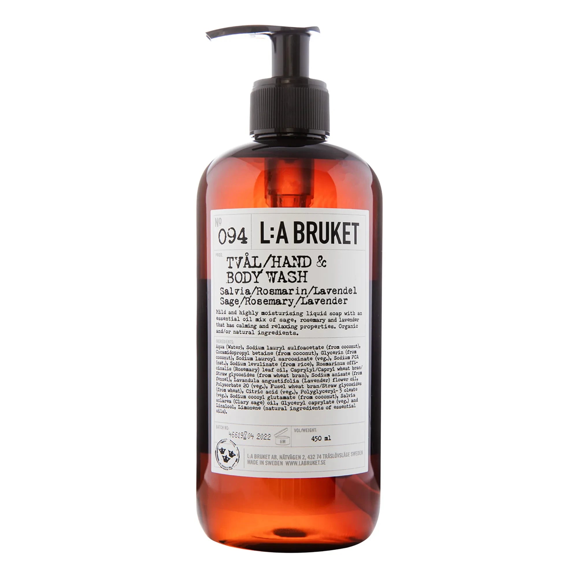 L:A BRUKET - 094 El ve Vücut Sabunu Adaçayı/Biberiye/Lavanta 450 ml