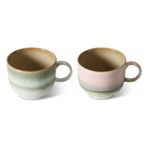 HKliving - Steingut Tassen - 2er Set | Rosa
