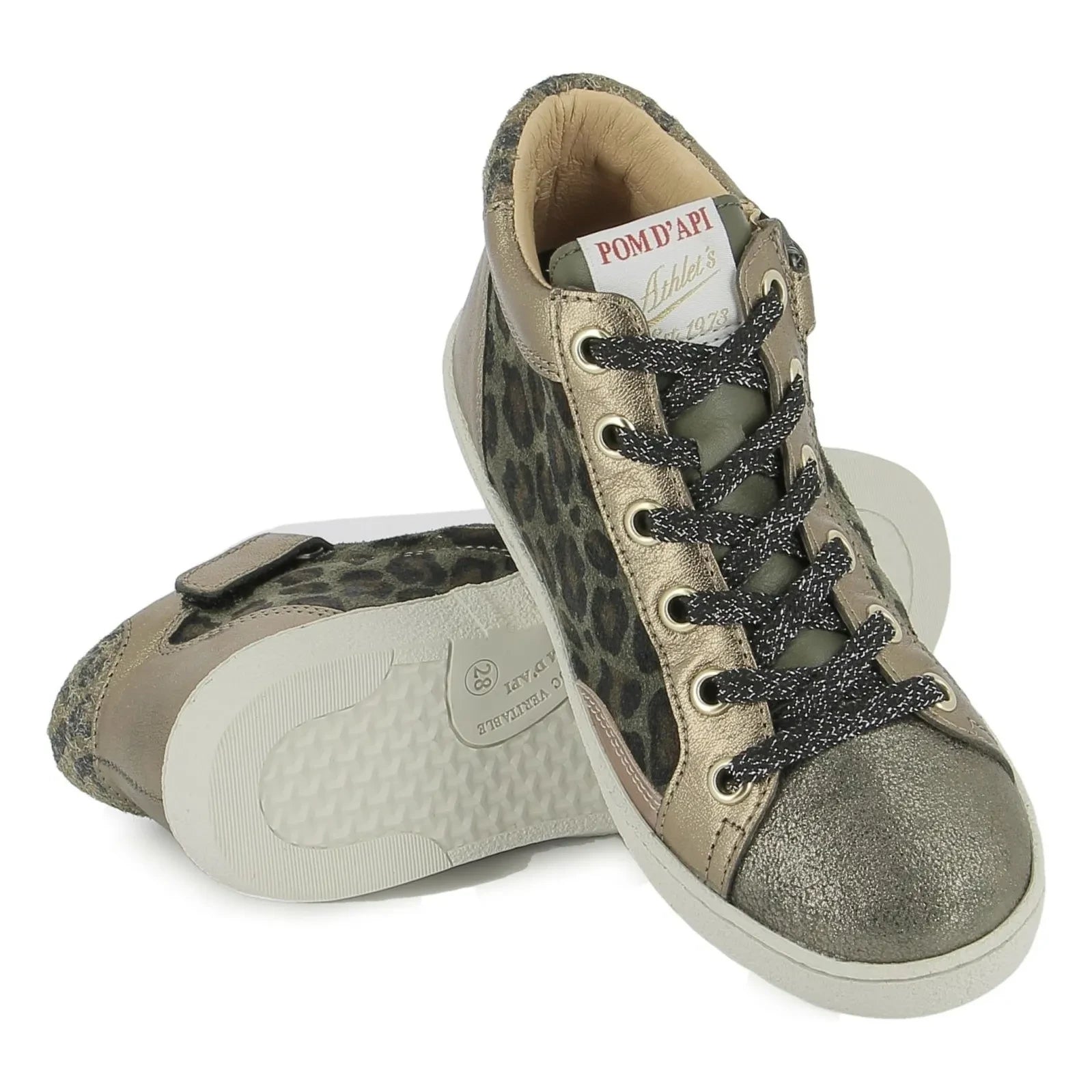 Pom d'Api - Top Touch Dantel Leopar Sneaker | Altın
