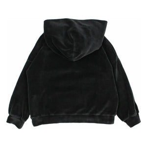 Búho - Kadife organik pamuklu kapüşonlu sweatshirt | Kömür grisi