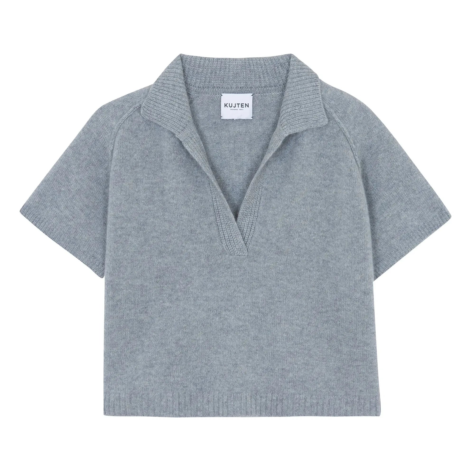 Kujten - Aenor Kaşmir Polo Yaka Kazak | Heather grey