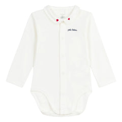 Petit Bateau - Bestickter Kragenbody aus Bio-Baumwolle | Weiß