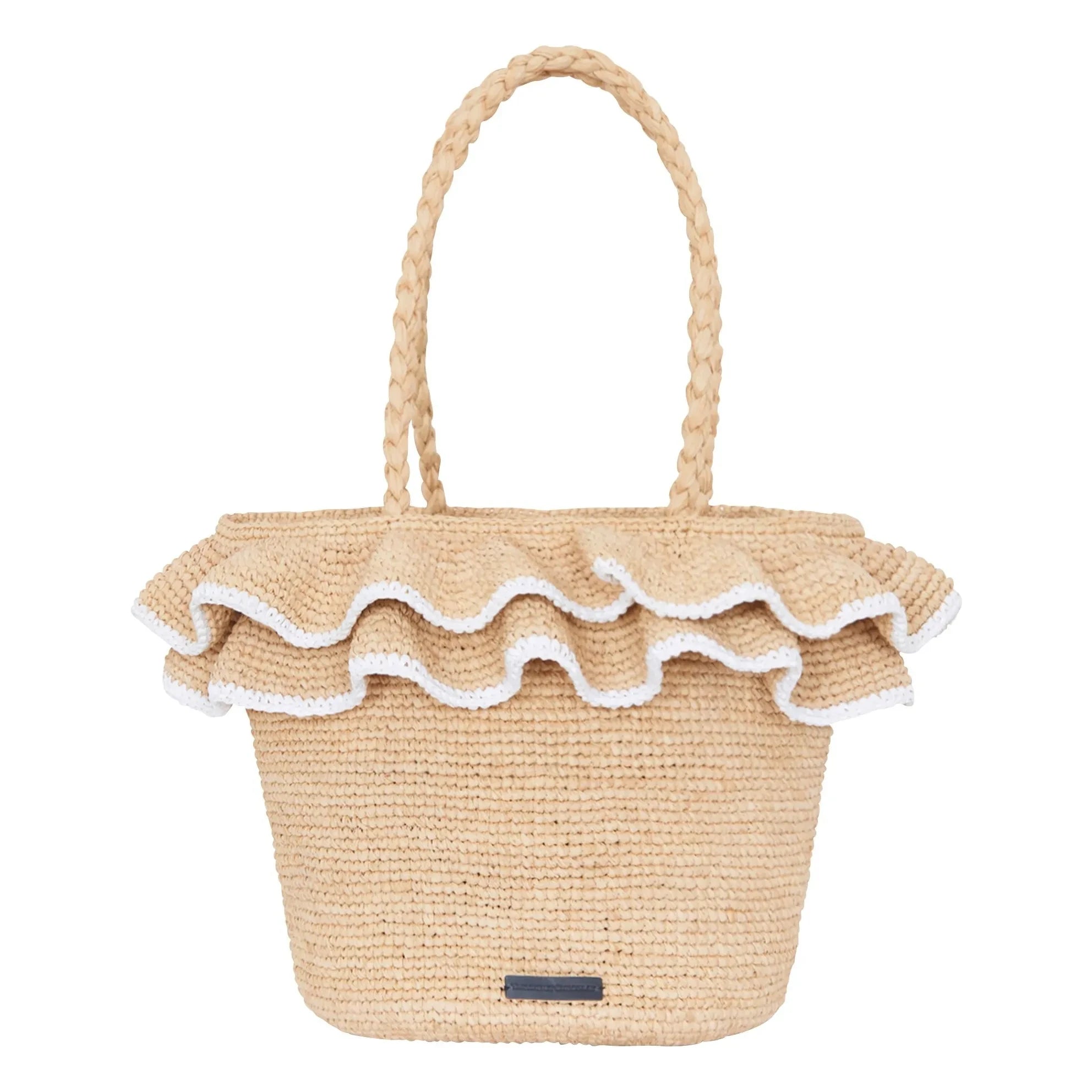 Tartine et Chocolat - Raffia-Korb mit Rüschen | Natur