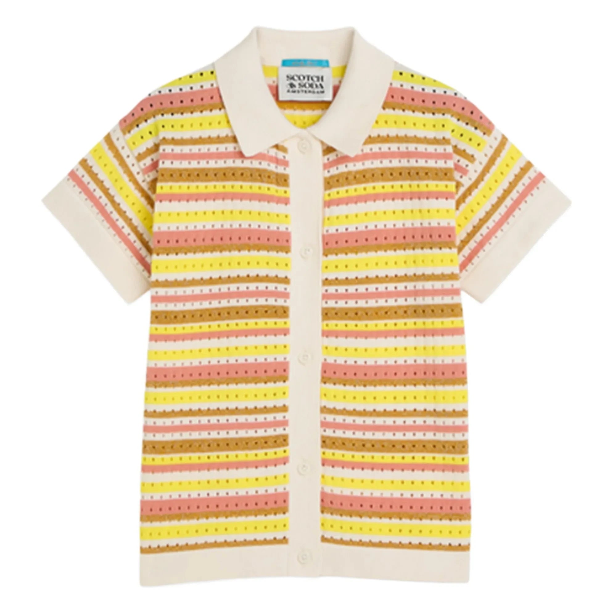 Scotch & Soda – Gestreiftes Lurex-Netzhemd | Gelb