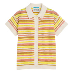 Scotch & Soda – Gestreiftes Lurex-Netzhemd | Gelb
