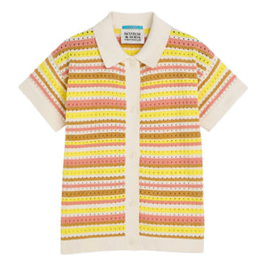 Scotch & Soda – Gestreiftes Lurex-Netzhemd | Gelb