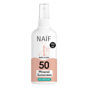 Naïf Natural Skincare - Bebekler ve çocuklar için SPF50 kokusuz güneş kremi spreyi - 100 ml