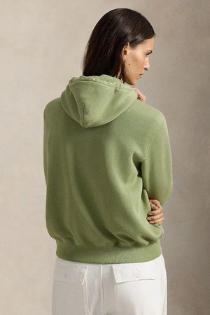Polo Ralph Lauren fermuarlı kapüşonlu kadın sweatshirt pamuklu