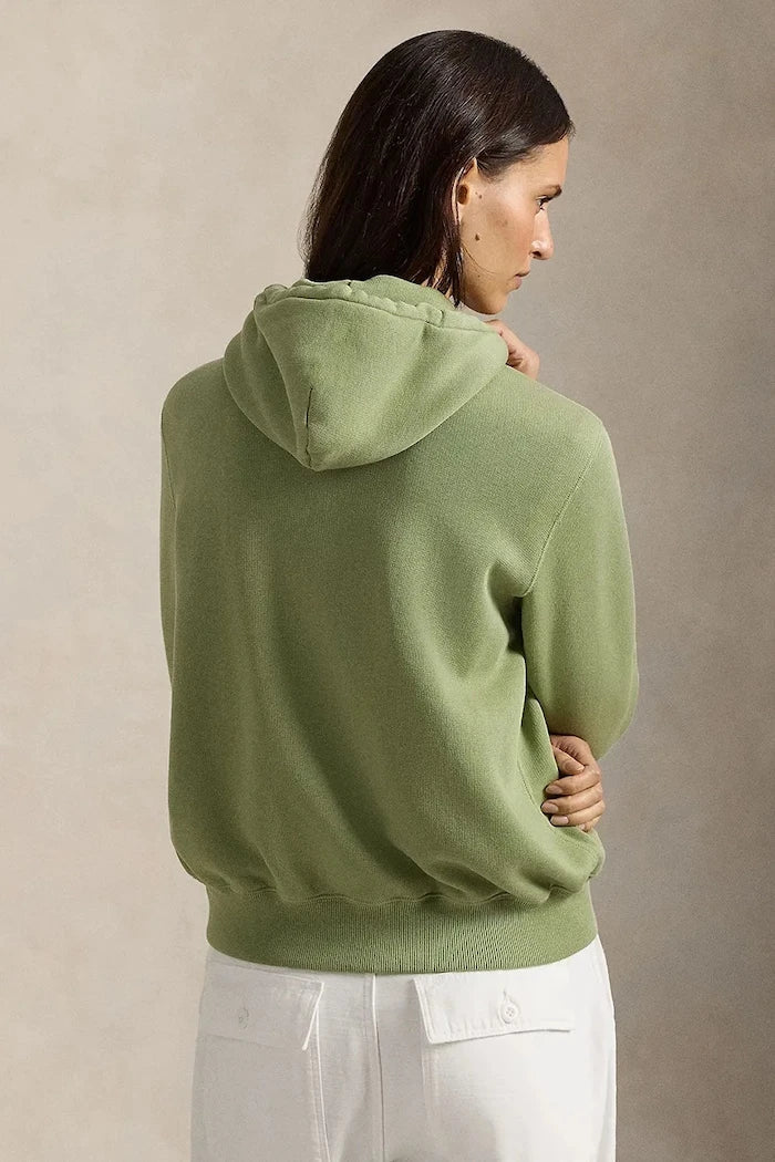 Polo Ralph Lauren fermuarlı kapüşonlu kadın sweatshirt pamuklu