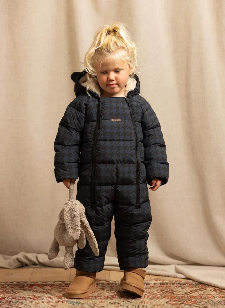 Töastie - Aus recycelten Fasern hergestellter wasserfester Houndstooth Cloud-Jacke | Blau