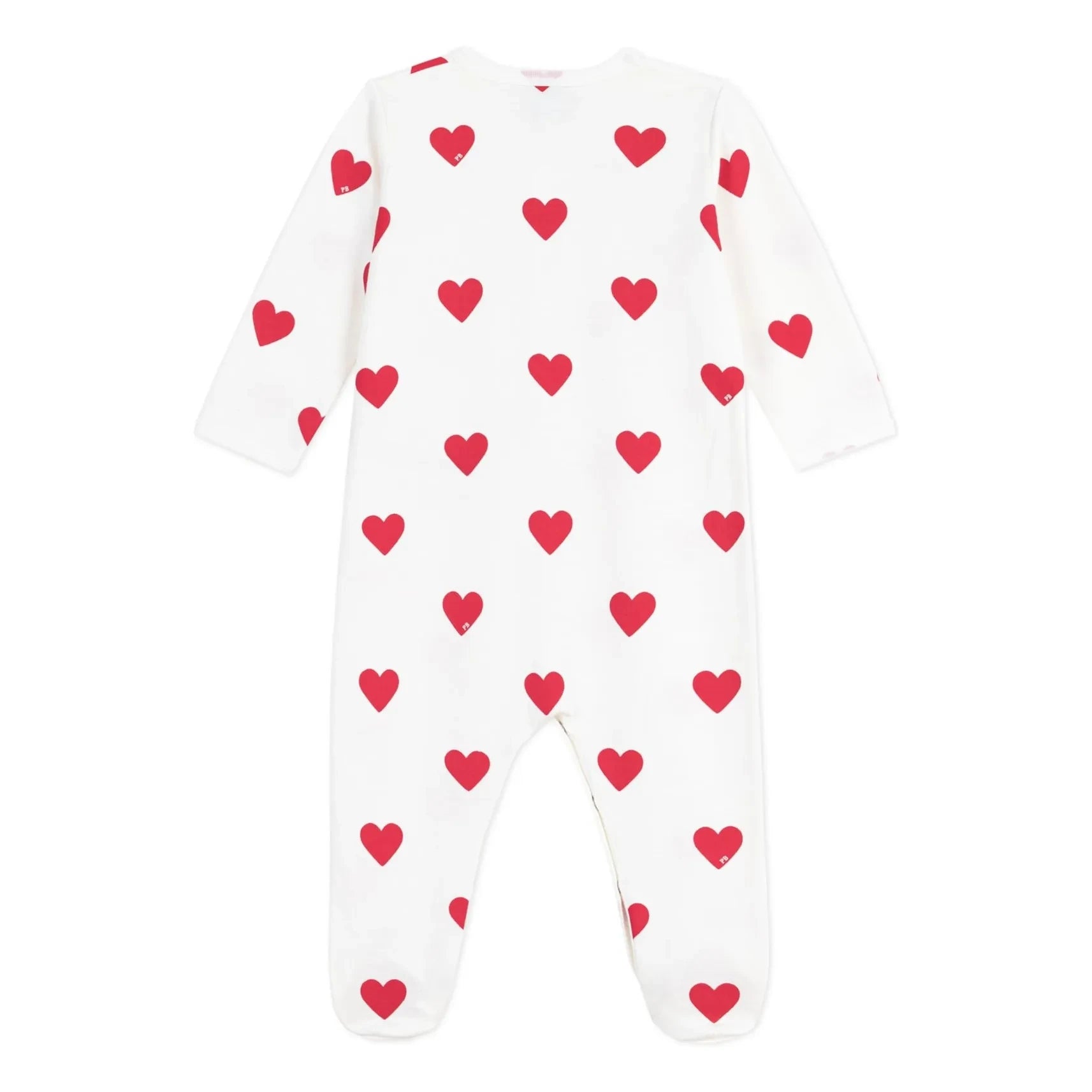 Petit Bateau - Dors Bien Cœurs Molleton Pijama | Beyaz