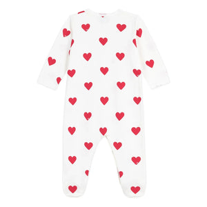 Petit Bateau - Dors Bien Cœurs Molleton Pijama | Beyaz