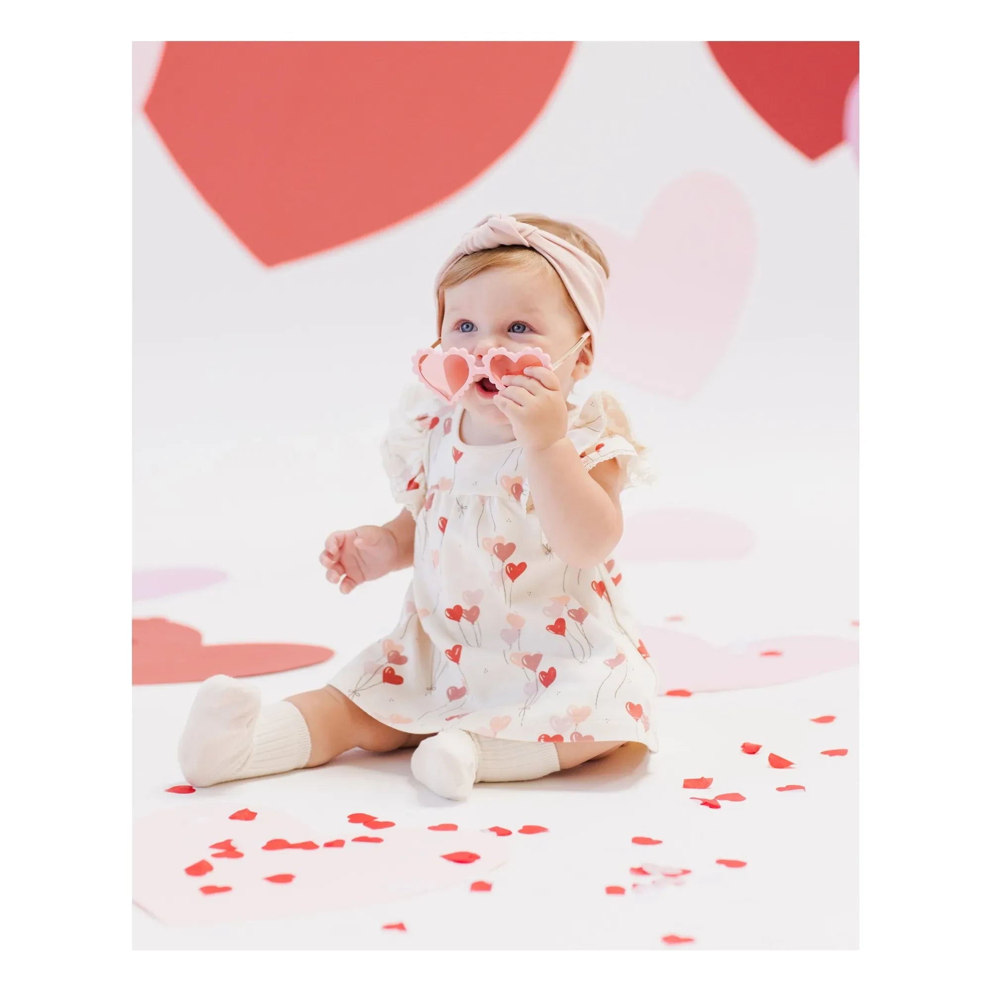 Quincy Mae - Kleid mit Herzmuster | Elfenbein