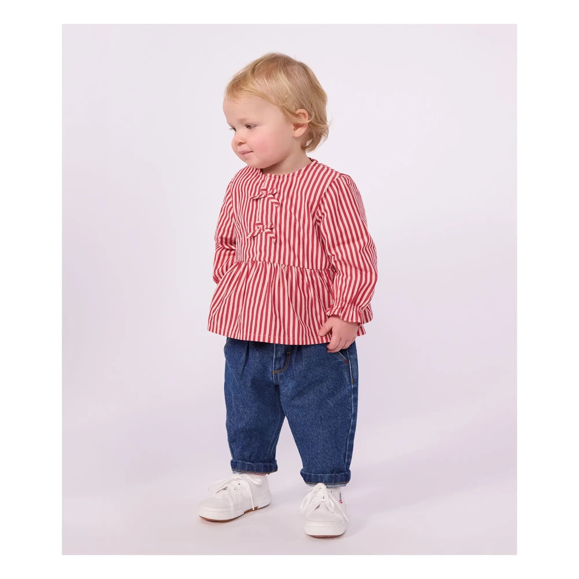 Petit Bateau - Çizgili Organik Pamuk Bebek Bluzu | Pembe