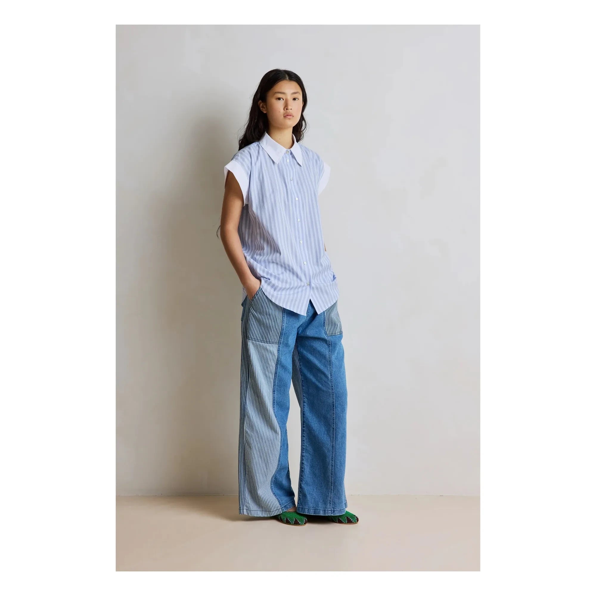 Hod - Florence Baumwoll-Streifenbluse | Blau