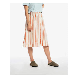 Matona - Gestreifter Leinen-Midi-Rock | Off-White