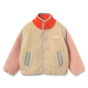 Tinycottons – Sherpa-Jacke im Color-Blocking-Stil | Rosa