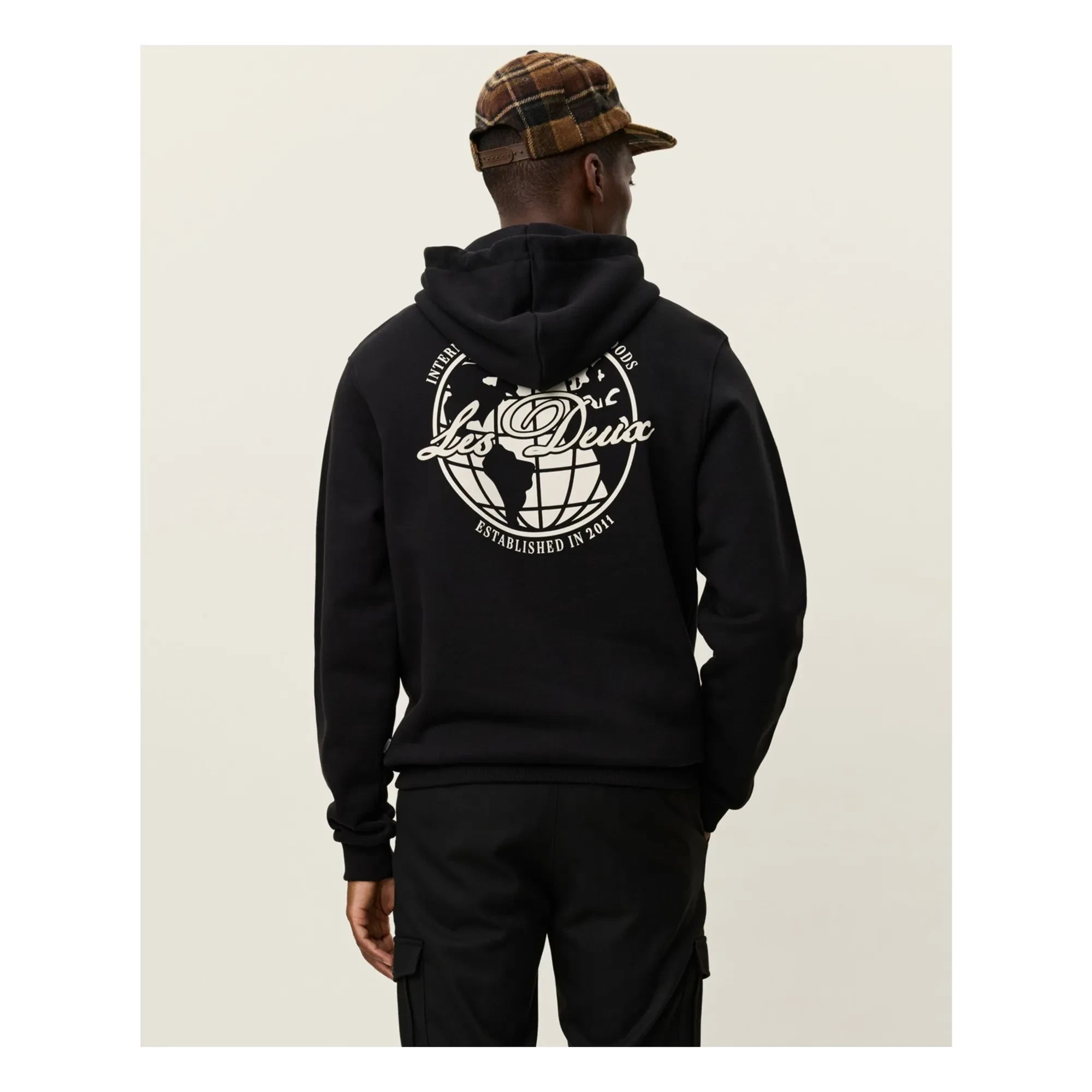 Les Deux - Ben Globe Bio-Baumwoll-Hoodie | Tiefschwarz