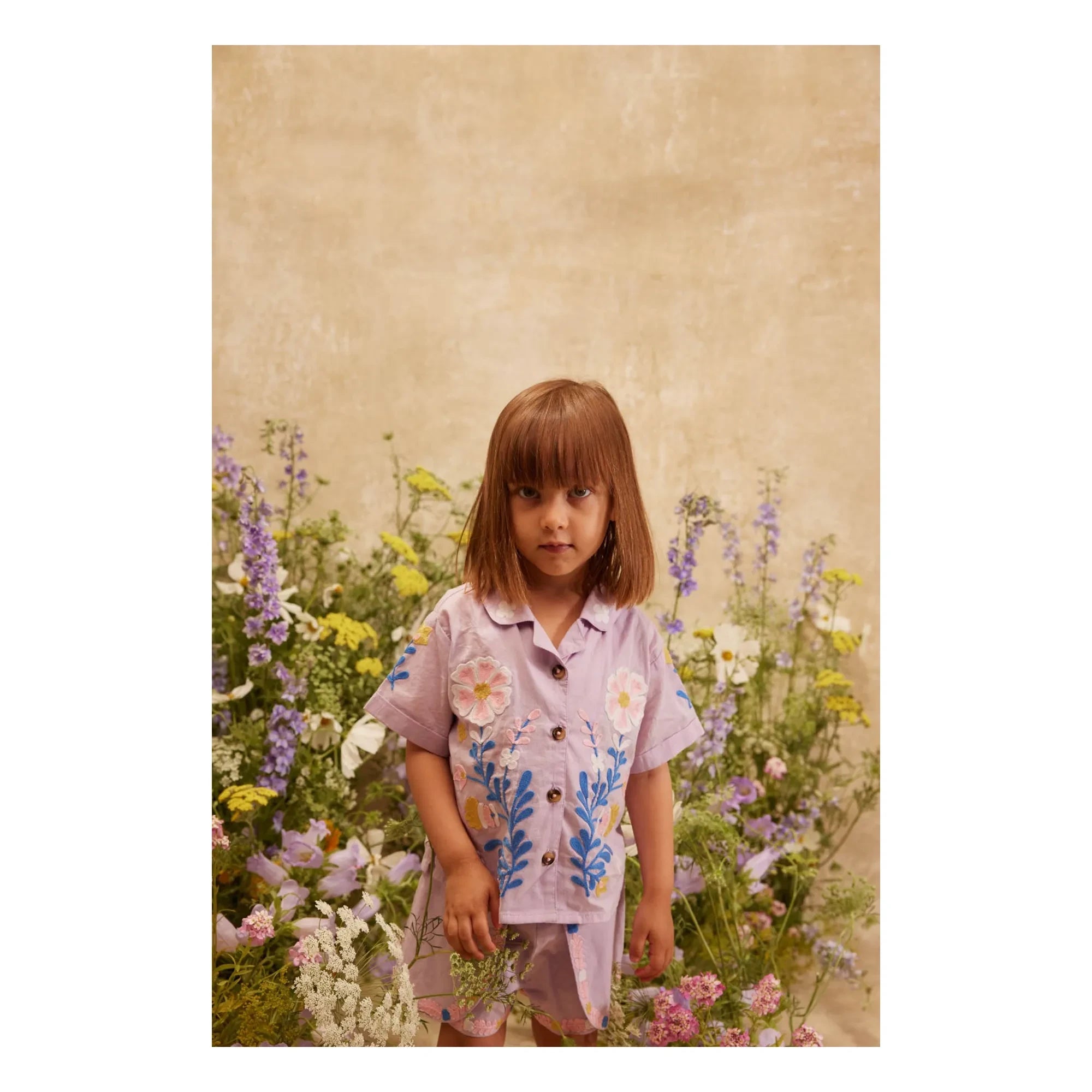 Louise Misha – Shorts aus Bio-Baumwolle mit Asien-Stickerei | Mauve