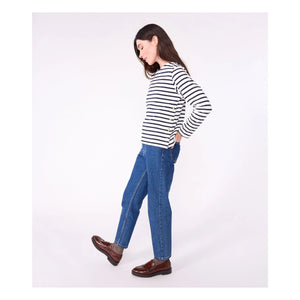Petit Bateau – Marinière mit U-Boot-Ausschnitt aus Bio-Baumwolle | Weiß