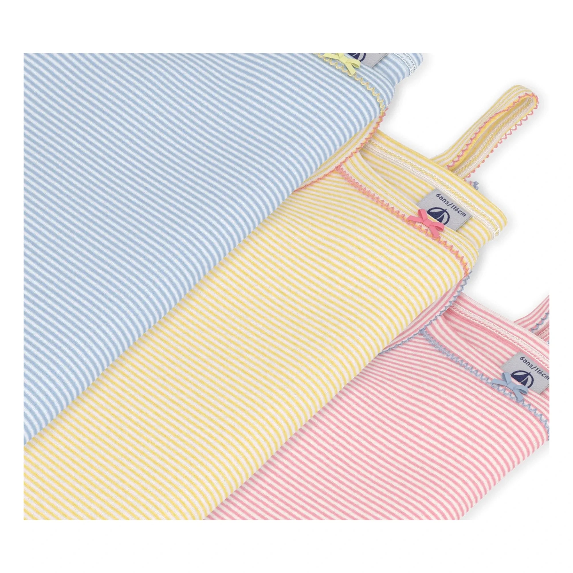 Petit Bateau – Gestreiftes Unterhemd im 3er-Pack | Gelb