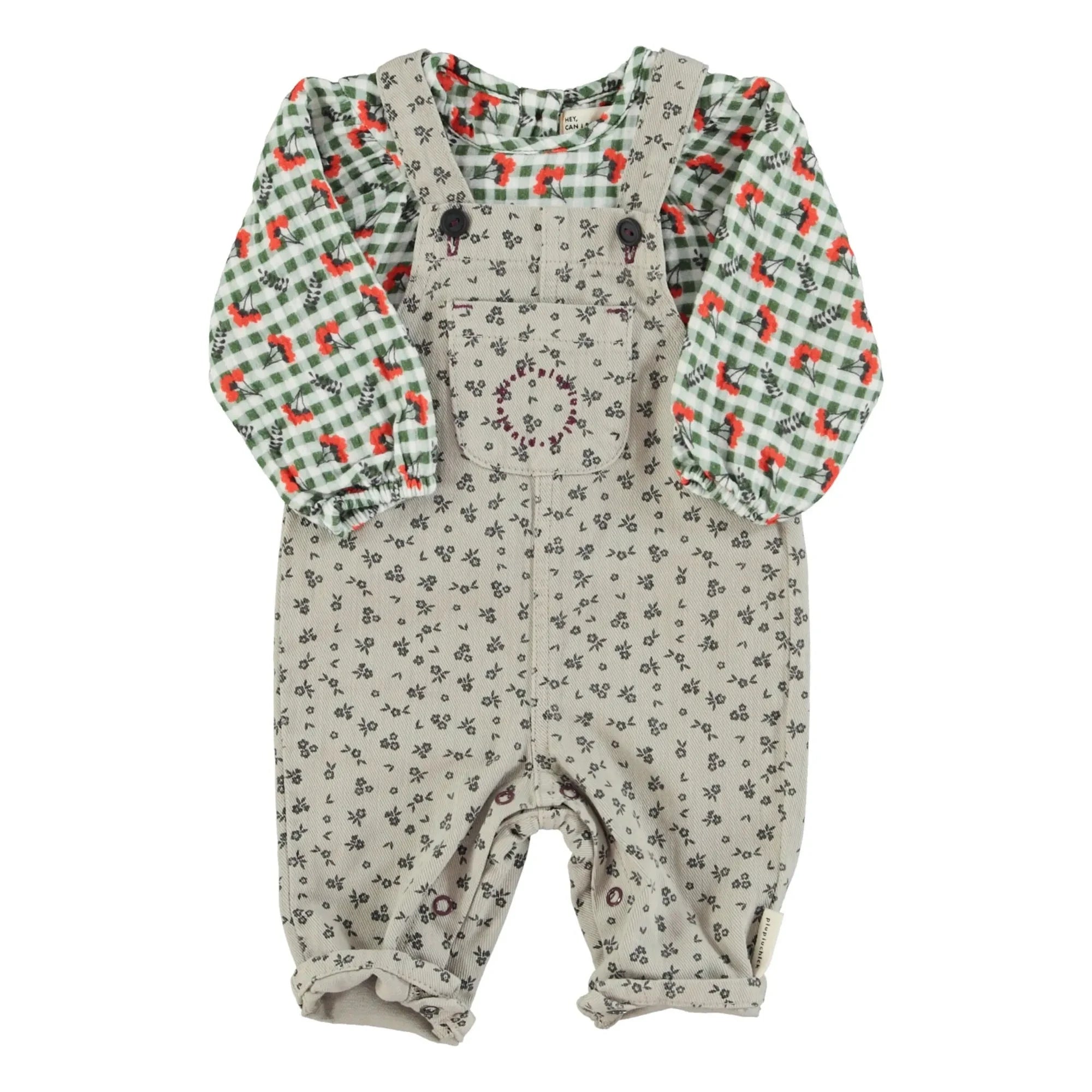 Piupiuchick - Baby-Strampler mit Blumenmuster | Hellgrau