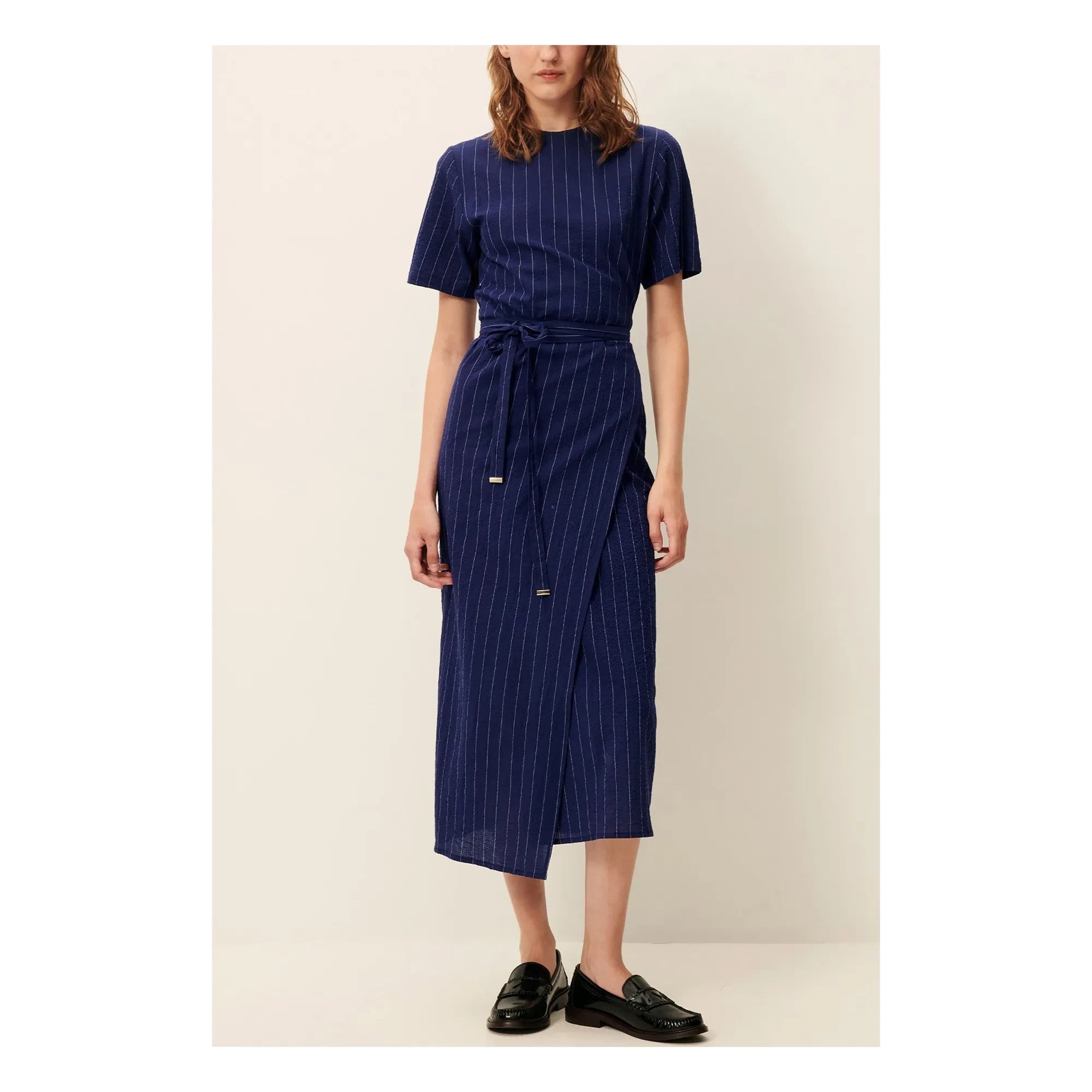 Sessùn - Lazula Baumwoll-Kleid mit Streifen | Dunkelblau